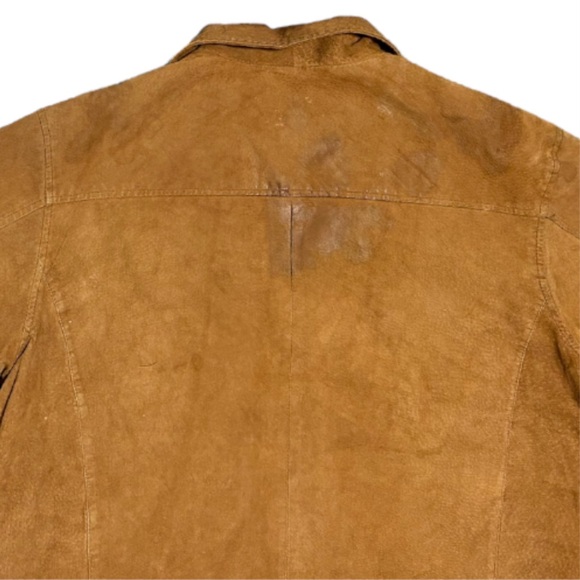 Vintage 90s Men’s Relaxed Fit Full Zip‎ Nubuck Leather Jacket in Tan. Size Large - Picture 5 of 5